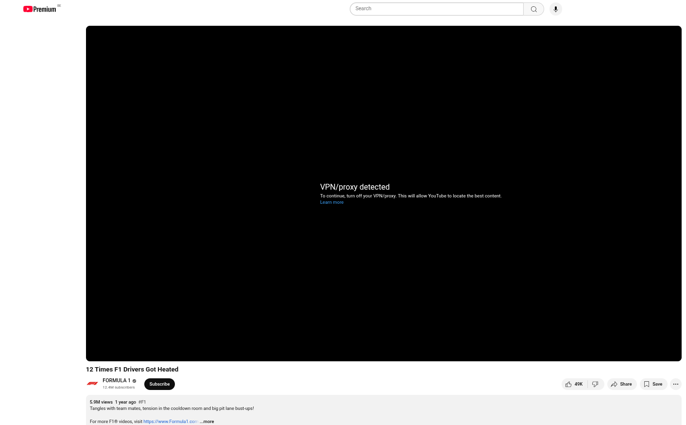 Youtube VPN Detected